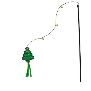 Pavilion Gift Company - Christmas Tree - 18" Cat Teaser Wand - Pet Toy - 1 of 4
