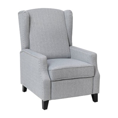 Contemporary Pushback Recliner with Accent Nail Trim Fabric Upholstery - Merrick Lane