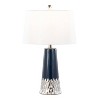 LumiSource Penelope 22" Contemporary Dark Blue and Silver Ceramic Table Lamp: UL Listed, Linen Drum Shade, 60W - 2 of 4