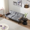 DOMETOUR Modern Convertible Sofa Bed Loveseat for Living Room Bedroom, Linen Fabric Sleeper Futon Couch - 4 of 4