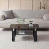 QingMoon 2-Tier Coffee Table Tempered Glass Top with Metal Legs Modern Small Coffee Tables for Livingroom - 2 of 4