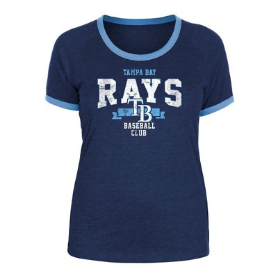 MLB Tampa Bay Rays Women's Heather Bi-Blend Ringer T-Shirt