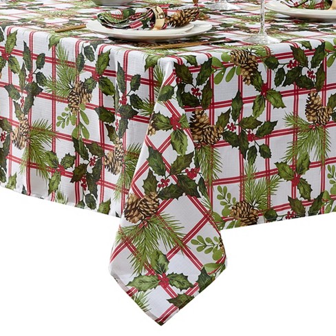 Elrene Pinecone Plaid Holiday Fabric Tablecloth - Elrene Home Fashions - image 1 of 3