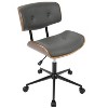 TiramisuBest Mid-Century Modern Grey PU Leather Adjustable Office Chair with 360¡ã Swivel, Cushioned Seating, Wood Back, 19 - 22" Seat Height - 2 of 4