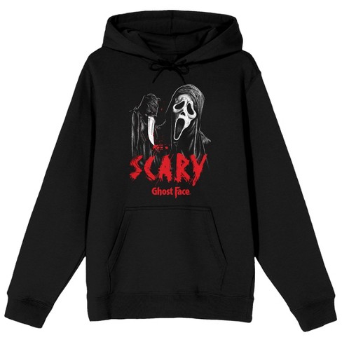 Ghostface Scary Long Sleeve Men's Black Hooded Sweatshirt-Large