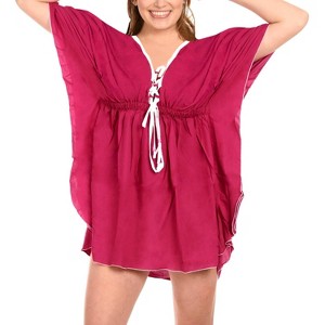 LA LEELA Women's Beachwear Summer Swim Beach Dress Cover Ups for Swimwear Women Plus Size Wear Swimsuit Coverups for Women Cover-up - 1 of 4