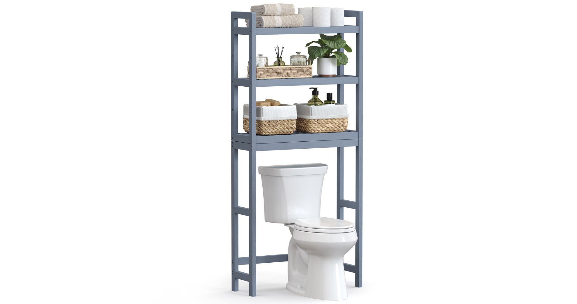 SONGMICS Over The Toilet Storage Bamboo 3-Tier Gray