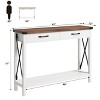 Farmhouse Console Table, 47 Inch Narrow Long Entryway Table with 2 Drawers Storage, 2 Tier Wood Console - 2 of 4