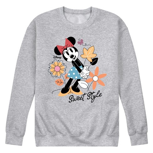 Men s Disney Minnie Mouse Graphic Fleece Sweatshirt Athletic Heather Medium Target