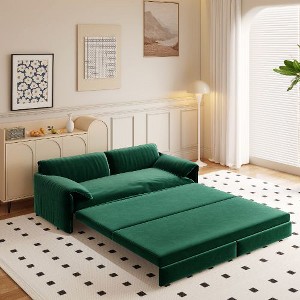 Kumasinova 3-in-1 Convertible Sleeper Sofa Bed – Queen-Size Pull-Out, Velvet Upholstered Couch with Storage Bag, Multi-Functional Loveseat Bed - 1 of 4