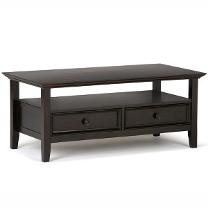 44" Solid Pine Coffee Table with Storage, Two Drawers and Open Shelf, Ideal for Living Room or Family Room - 1 of 4