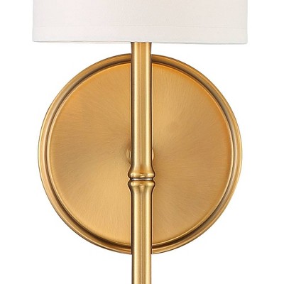 Abigale Brass and White Fabric Modern Wall Sconces Set of 2