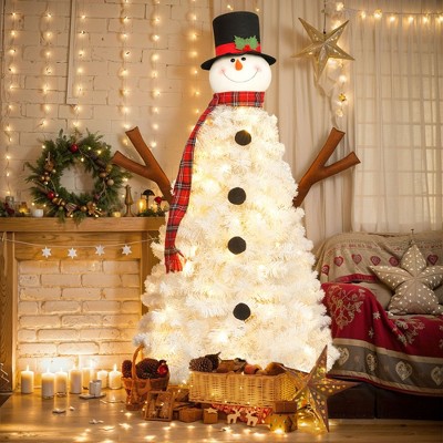 Lycvki 4ft Pre-lit Snowman Christmas Tree with 380 Branch Tips for Festival Celebration Decoration