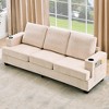 89" Chenille 3-Seater Sofa with Cup Holders and Side Storage Pockets, Modern Sofa for Living Room - 4 of 4