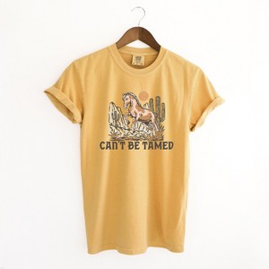 Simply Sage Market Women's Can't Be Tamed Horse Short Sleeve Garment Dyed Tee - 1 of 2
