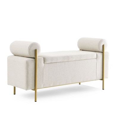 NicBex Modern 44" Storage Bench Velvet Accent Stools with Cylindrical Arms and Metal Legs for Bedroom and Entryway