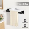 Itopfox Matte Black Bathroom Accessories Set, 5-Piece Stainless Steel Towel Racks & Hooks, Wall Mounted for Modern Decor - 2 of 4