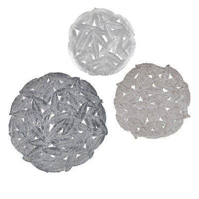 Gulches Textured Feather 3-piece Metal Disc Wall Decor Set