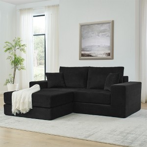 Okak Modern Modular Sectional Futon Sofa for Living Room Bedroom,Deep Seat Sleeper Couch with Comfy Backrest & Removable Ottoman - 1 of 4