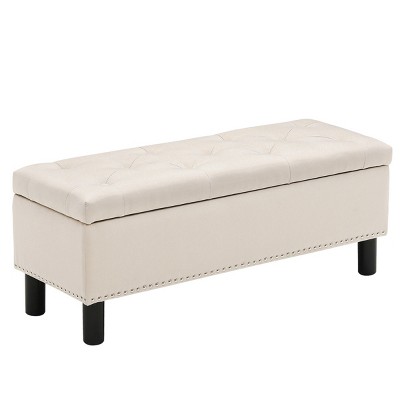 GlasFlength Ottomans and Benches Storage Ottoman Bench Upholstered Bedroom Bench Storage Bench Practical for Bedroom, Beige, 42.95"*16.5"*12.5"