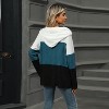 Women Pullover Loose Long-Sleeved Hooded Top With Contrast Color Stitching And Zipper - 3 of 3