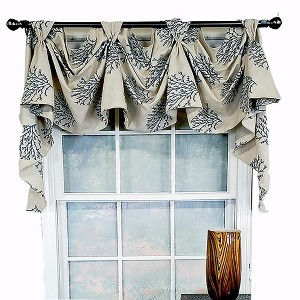 RLF Home Luxurious Modern Design Classic Deep-Sea Victory Swag 3-Scoop Window Valance 50" x 25" - 1 of 4