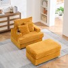 NicBex Couches for Living Room 39" Single Chaise Lounge Chair Corduroy Upholstered Sofa Sleeper Chair with Ottoman and Cup Holders - 2 of 4