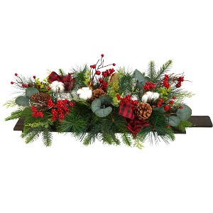 Nearly Natural 24-in Holiday Berries, Pinecones and Eucalyptus Christmas Artificial Arrangement Cutting Board Wall Décor or Table Arrangement - 1 of 4