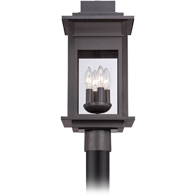 Franklin Iron Works Rustic Outdoor Post Light Fixture LED Black Specked Gray 31 1/2" Clear Glass for Exterior Garden Yard Driveway, 3 of 4