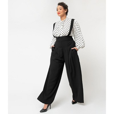 Unique Vintage Women's Plus Wide Leg Rochelle Suspender Pants