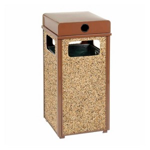 Stone Panel All Weather Trash Receptacle Urn, 24 gal, Steel, Brown - 1 of 1