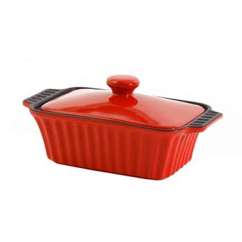 Crock Pot Denhoff 8.5" Ribbed Casserole with Lid in Red