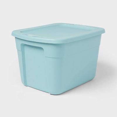 18gal Storage Tote Pewter Aqua - Brightroom™