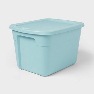 18gal Storage Tote Pewter Aqua - Brightroom™ - 1 of 3