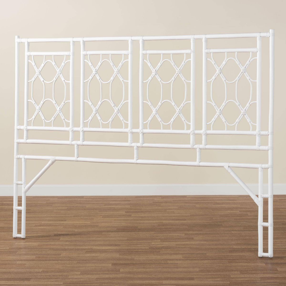 bali & pari King Size Sampson Rattan Standalone Headboard White - thumbnail 5