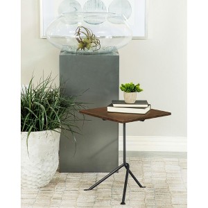 Mango Wood Square Accent Table with Gunmetal Tripod Legs and Industrial Design for Living Room - 1 of 4