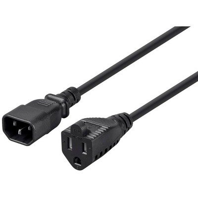 Monoprice Power Adapter Cord Cable - 1 Feet | (IEC-320-C14 to NEMA 5-15R), 18AWG, 10A