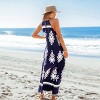 Women's Boho Chic Navy Maxi Dress with White Floral Print -Cupshe - 3 of 4
