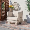 Moda Furnishings Outdoor Patio Deep Seating Aluminum Wood Grain Lounge Chair With Beige Cushions - 3 of 4