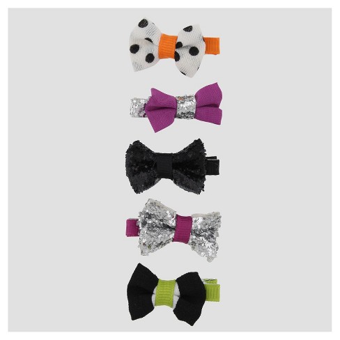 Girls 5pk Clips And Barrettes Cat Jack Black Silver One Size Target - bow tie with roblox guest picture