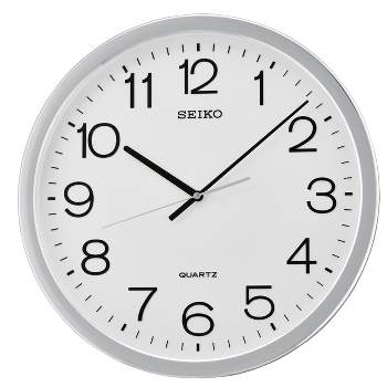 Seiko 16" Office Classic Numbered Step Wall Clock - Silver