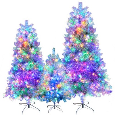 Pre-Lit Artificial Christmas Tree Set with LED Lights - Holiday Decoration for Home, Office, School(Set of 3)