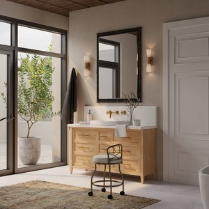 Carolina Living Diana X Back Vanity Bench with Casters Gold: Elegant Faux Leather, Metal Frame, Round Shape - 1 of 4