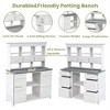SKRAN Garden Potting Bench Table, Rustic and Sleek Design with Multiple Drawers and Shelves for Storage, White and Gray - 4 of 4