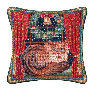 C&F Home 14" x 14" Window Seat Kitty Needlepoint Pillow