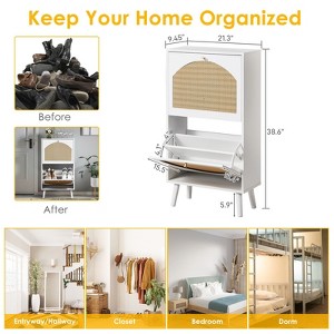 Karl Home 2 Flip Drawers White Particle Board 38.58in. W Shoe Cabinets - 1 of 4