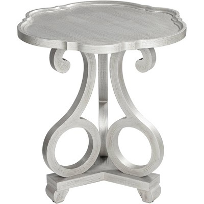 Crestview Collection Adriana 26" Wide Brushed Silver Scalloped Side Table