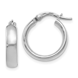 Black Bow Jewelry 4mm x 16mm (5/8 Inch) Polished 14k White Gold Domed Round Tube Hoops - 1 of 4
