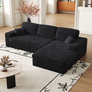 KTMBDW 114.5 Inch Reversible L Shape Sofa, Convertible Sofa, 2-in-1 Sofa with Chaise, Comfy Couches for Living Room, Corduroy - 1 of 4
