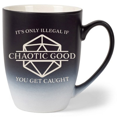 100 North Chaotic Good 10 Ounce Black and White Two Toned Ombre, Comfortably Fits Your Hands, Ceramic Tea Coffee Cup Mug, It's Only Illegal If You Get